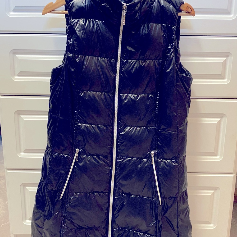 Long puffy black vest.